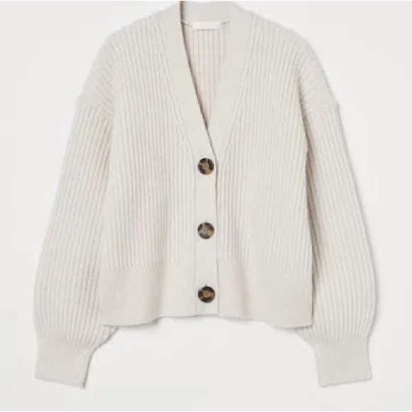 H&M Rib-Knit Cardigan XS in light taupe - Picture 1 of 5